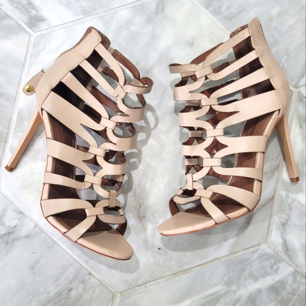 BCBGMAXAZRIA Nude Caged Heels Size 7